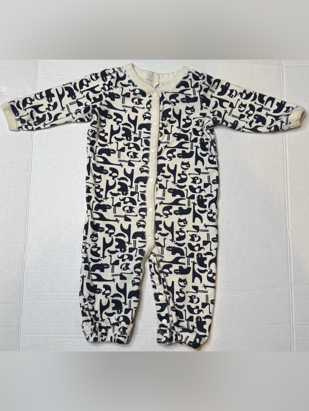 Tea Collection Baby Romper 3–6M Animal Print Snap Front One Piece 100% Cotton